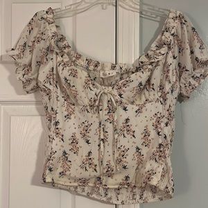 Blush J Womens Floral Cintched Blouse Size L